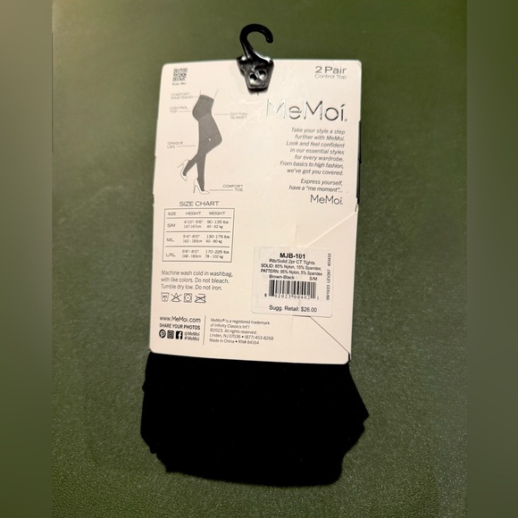 MeMoi Brown and Black Opaque Tights 2-Pack - Picture 2 of 2